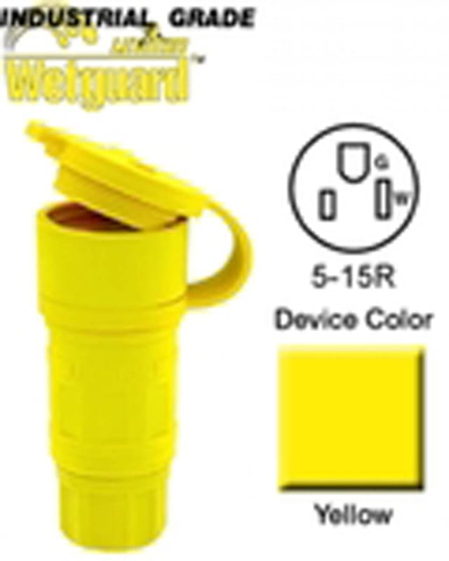 Leviton 15W47 15 Amp Watertight Connector, 125V, 5-15R, Yellow