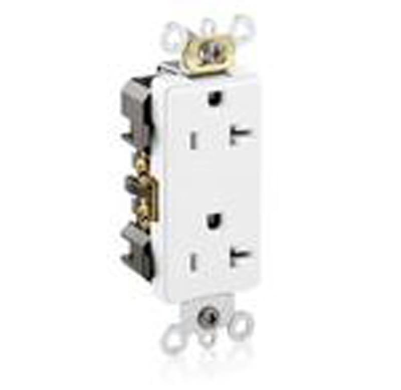 Leviton 16362-W 20 Amp Decora Duplex Receptacle, 125V, 5-20R, White, Heavy-Duty Leviton 16362-W 20 Amp Decora Duplex Receptacle, 125V, 5-20R, White, Heavy-Duty