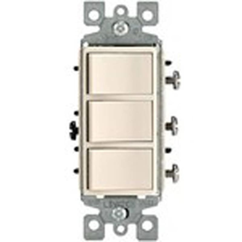 Leviton 1755-T 15A, 120V Decora Comb. Rocker (3) Switch, Light Almond Leviton 1755-T 15A, 120V Decora Comb. Rocker (3) Switch, Light Almond