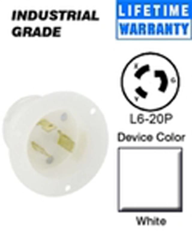Leviton 2325 Locking Flanged Inlet, 20A, 250V, 2P3W