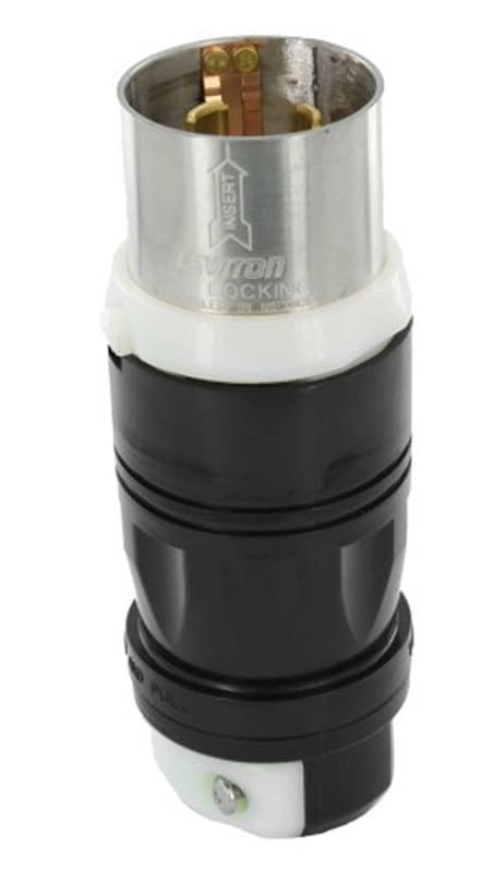 Leviton Non-NEMA 3P 4W Black & White Locking Plug Industrial Grade Groundin
