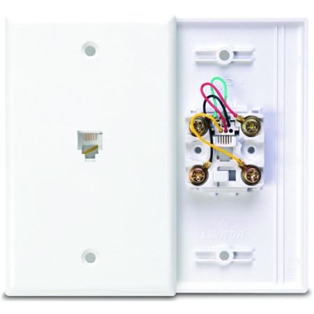 40249-W Telephone Jack Wallplate, 1-Gang, Plastic, White