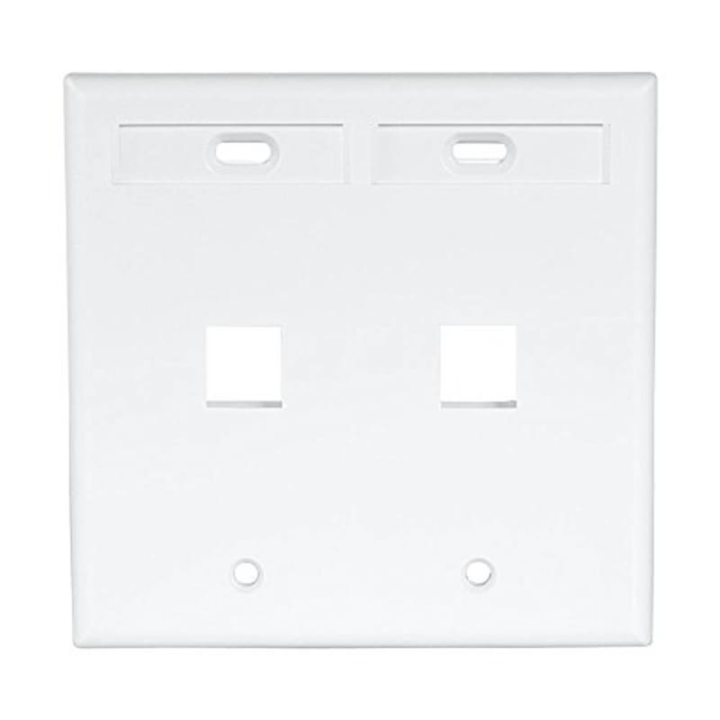 Leviton 42080-2WP Wallplate, QuickPort, 2-Gang, Box Mount, ID Windows, White Leviton 42080-2WP Wallplate, QuickPort, 2-Gang, Box Mount, ID Windows, White