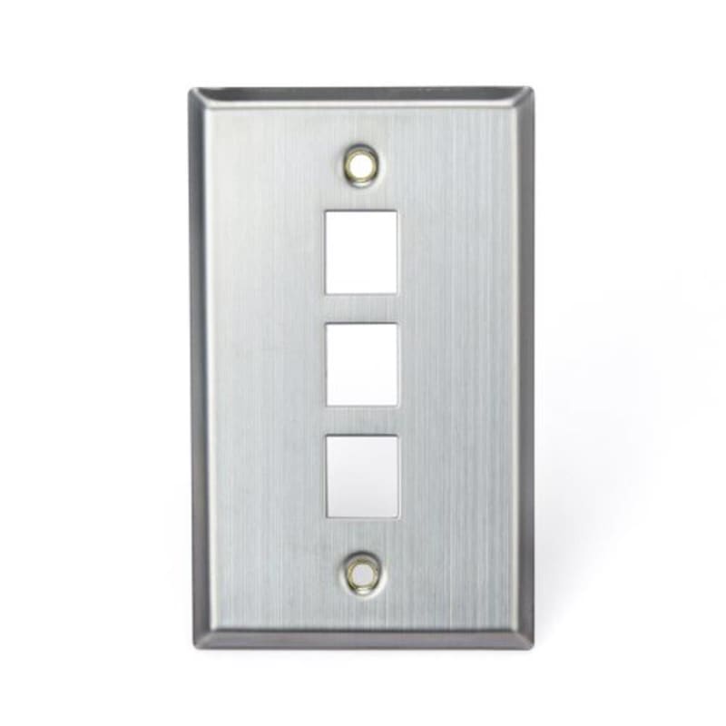 Leviton 43080-1S3 QuickPort Wallplate, Single Gang, 3-Port, Stainless Steel Leviton 43080-1S3 QuickPort Wallplate, Single Gang, 3-Port, Stainless Steel