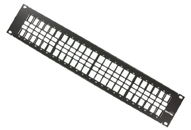 Leviton QuickPort Flat Panel, 48-Port, 2RU, Cable Management Bar Included