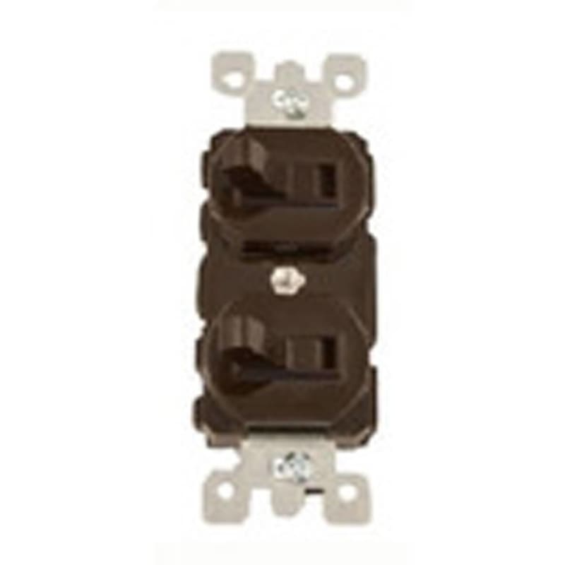 Leviton 5241 Combination Switch, 3-Way / 1-Pole, 15A, 120V, Brown