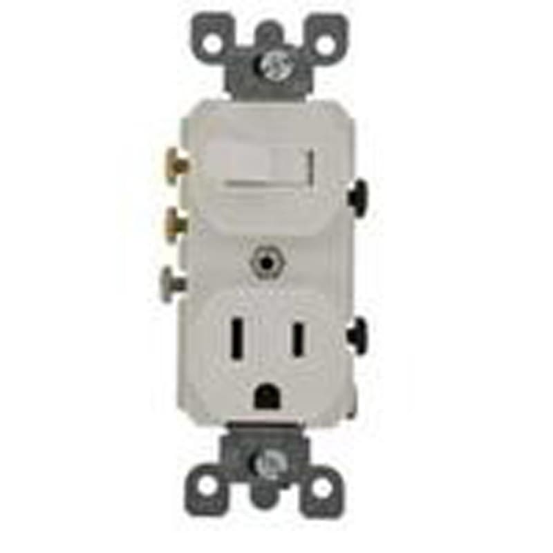 Leviton 5245-W Combination 3-Way Toggle Switch / Duplex Receptacle, 15A, White