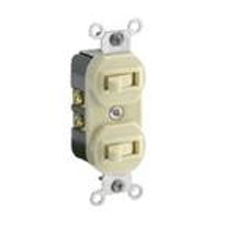 Leviton 5334-I Combination Switch, Toggle, (2) 1-Pole, 20A, 120V, Ivory Leviton 5334-I Combination Switch, Toggle, (2) 1-Pole, 20A, 120V, Ivory