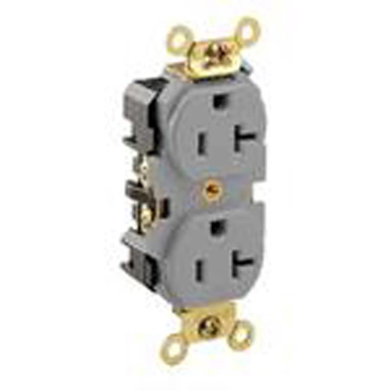 Leviton 5362-GY Duplex Receptacle, 20A, 125V, Gray, Heavy Duty, Back/Side Wired Leviton 5362-GY Duplex Receptacle, 20A, 125V, Gray, Heavy Duty, Back/Side Wired