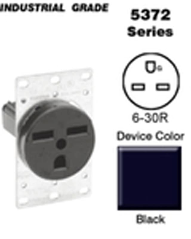 Leviton 5372-S00 30 Amp Flush Mount Receptacle, 250V, 6-30R, Grounding Leviton 5372-S00 30 Amp Flush Mount Receptacle, 250V, 6-30R, Grounding
