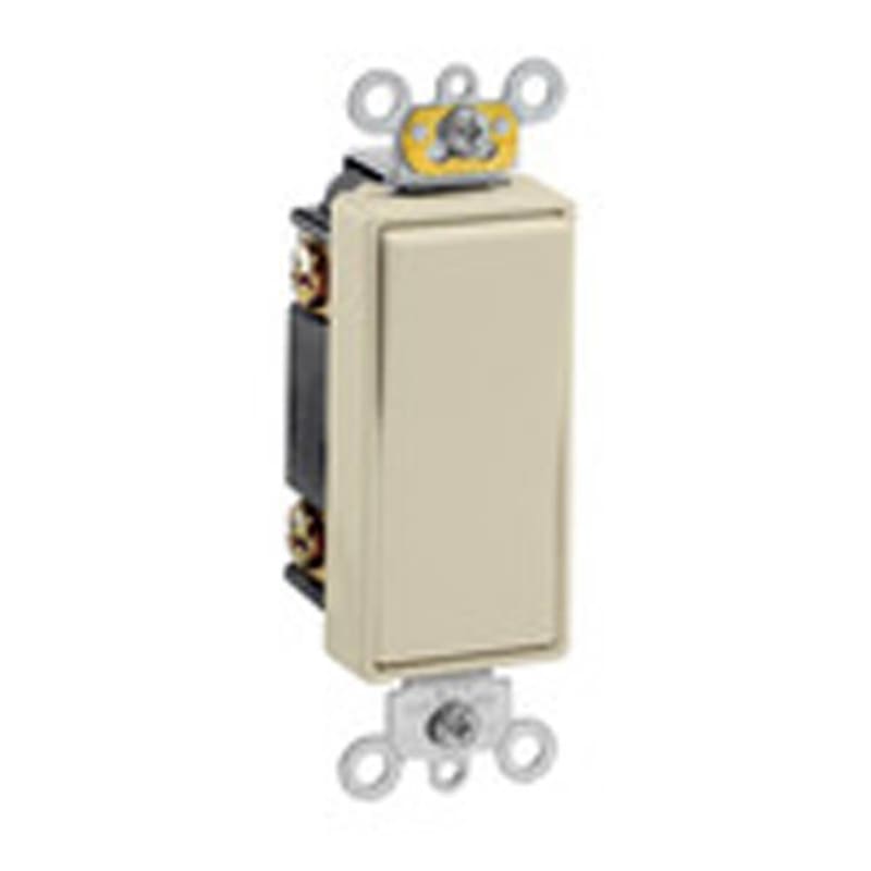 Leviton 3-Way Decora Switch, 20A, 120/177V, 1-Pole, Ivory, Back/Side Wired