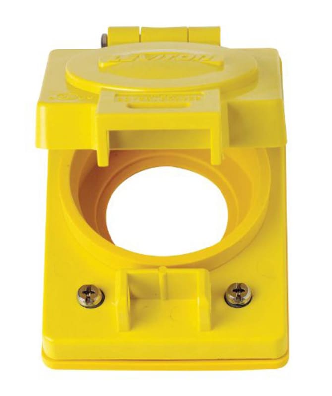 Leviton 60W05 1-Gang Receptacle Flip Lid, 30A Locking, Wetguard, Yellow Leviton 60W05 1-Gang Receptacle Flip Lid, 30A Locking, Wetguard, Yellow