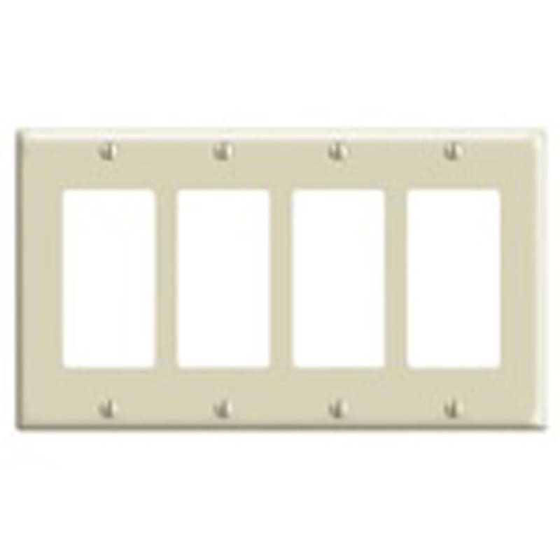 Leviton 80412-NT Decora Wallplate, 4-Gang, Nylon, Lt. Almond