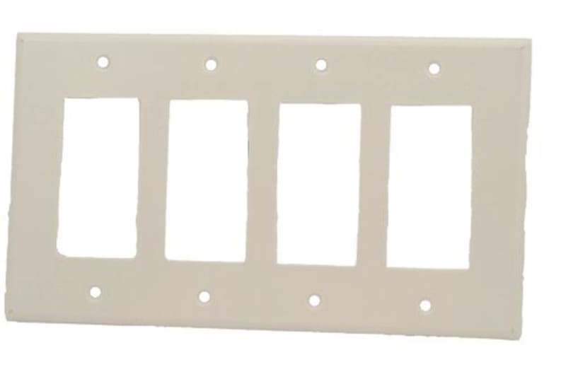 Leviton 80612-W 4-Gang Decora/GFCI Device Wallplate, Midway Size, Thermoset