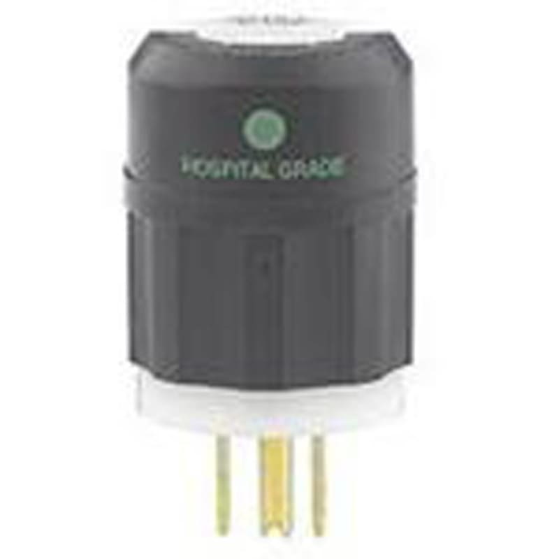 Leviton 8215-C 15 Amp Hospital Grade Plug, 125V, 5-15P, Black/White