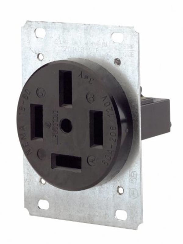 Leviton 60 Amp, 120/208 Volt, Flush Mounting Receptacle, Straight Blade Leviton 60 Amp, 120/208 Volt, Flush Mounting Receptacle, Straight Blade