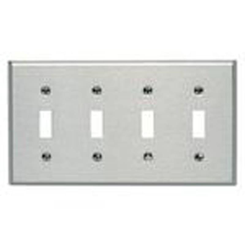 Leviton 84012 Toggle Switch Wallplate, 4-Gang, 430 Stainless Steel