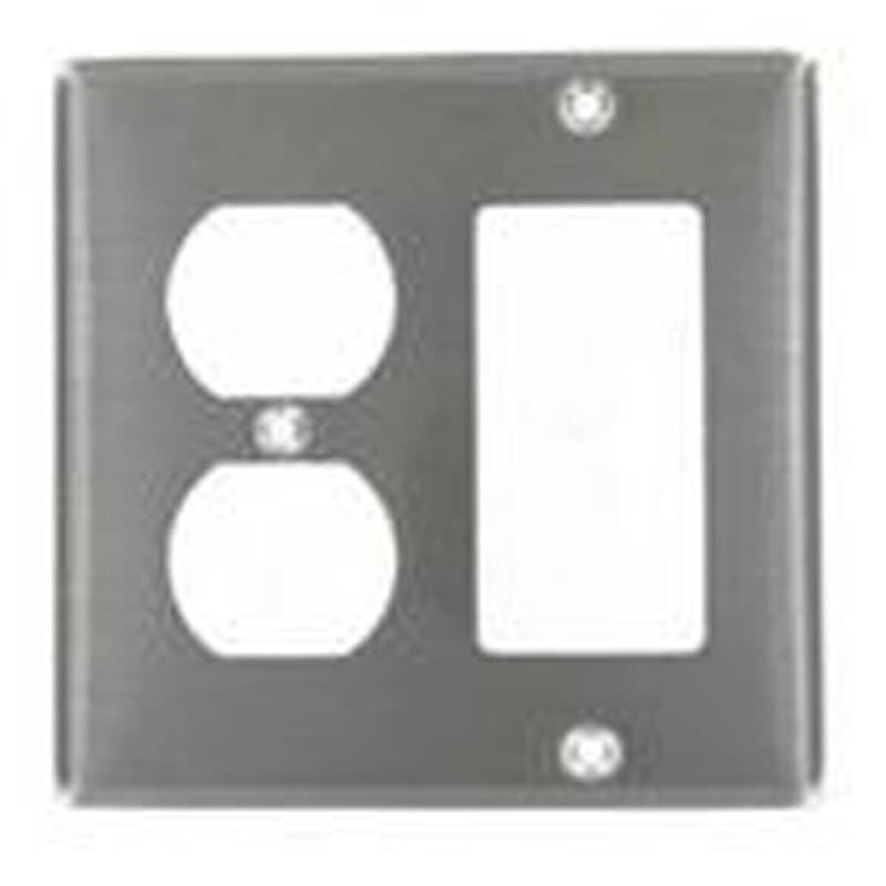 leviton 8445540 2gang 1duplex decora/gfci device combination wallplate, device mount, stainless steel