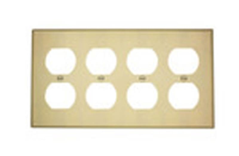 Leviton 86041 Duplex Receptacle Wallplate, 4-Gang, Thermoset, Ivory Leviton 86041 Duplex Receptacle Wallplate, 4-Gang, Thermoset, Ivory