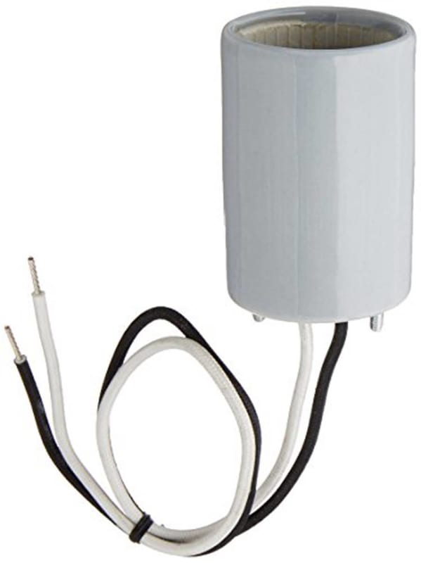 Leviton 8746 Mogul Base One-Piece Keyless Glazed Porcelain Lampholder, Gray