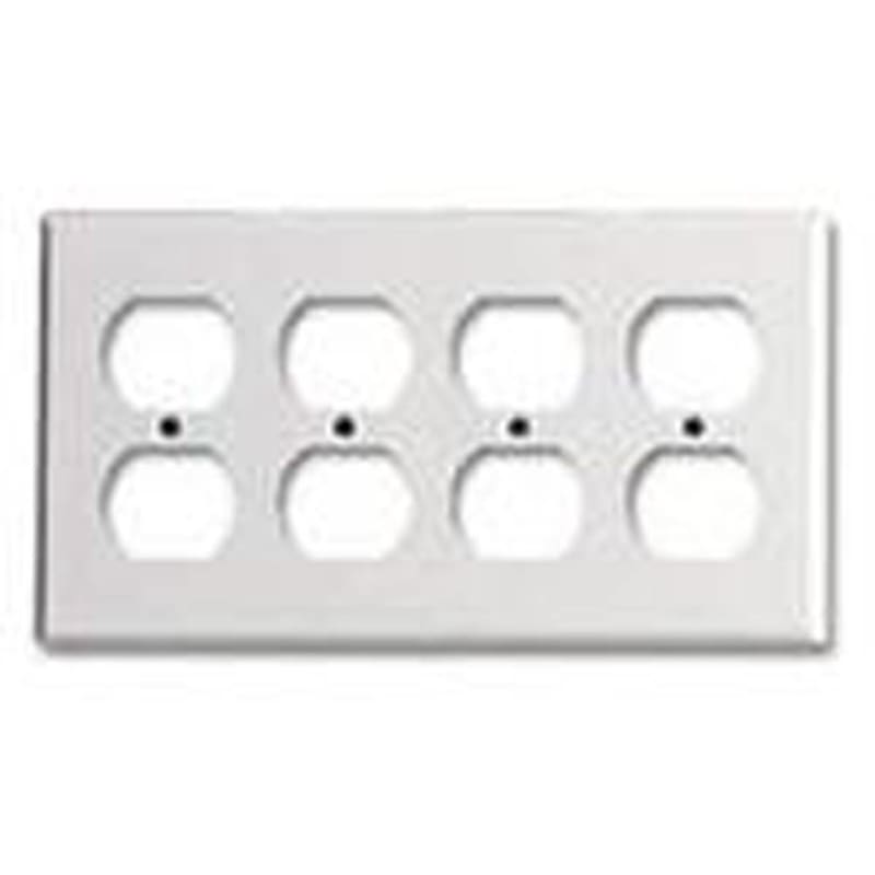 Leviton 88041 Duplex Receptacle Wallplate, 4-Gang, Thermoset, White Leviton 88041 Duplex Receptacle Wallplate, 4-Gang, Thermoset, White