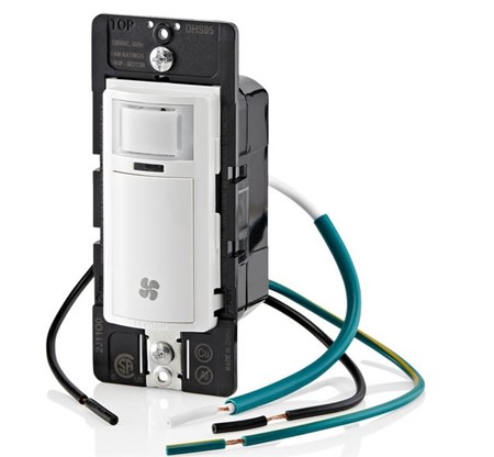 Leviton DHS05-1LW Humidity Sensor & Fan Control Switch, 1/4 HP, White