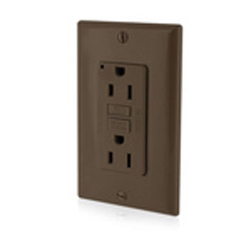 Leviton GFNT1 GFCI Receptacle, 15A, 125V Narrow, Brown Leviton GFNT1 GFCI Receptacle, 15A, 125V Narrow, Brown