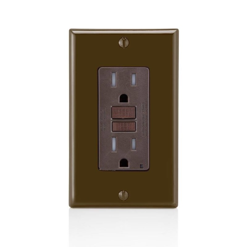 Leviton GFTR1 Tamper Resistant GFCI Receptacle, 15A, 125V, Brown Leviton GFTR1 Tamper Resistant GFCI Receptacle, 15A, 125V, Brown