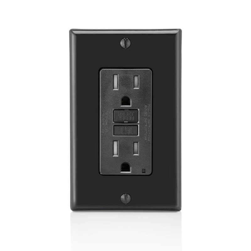 Leviton GFTR1-E Tamper Resistant GFCI Receptacle, 15A, 125V, Black