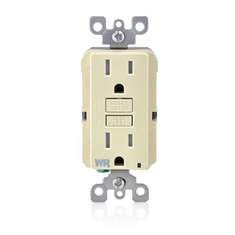 Leviton GFWT1-I Tamper/Weather Resistant GFCI Receptacle, 15A, 125V, Ivory Leviton GFWT1-I Tamper/Weather Resistant GFCI Receptacle, 15A, 125V, Ivory