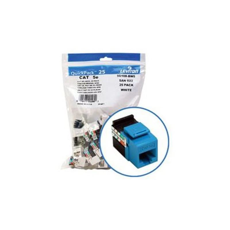 Leviton 5G108-BL5 GigaMax ; Category 5e Modular Jack; 8P8C, Blue, 25/Pack