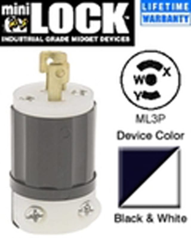 Leviton ML3-P Locking Plug, 15A, 125/250V, 3P3W Leviton ML3-P Locking Plug, 15A, 125/250V, 3P3W