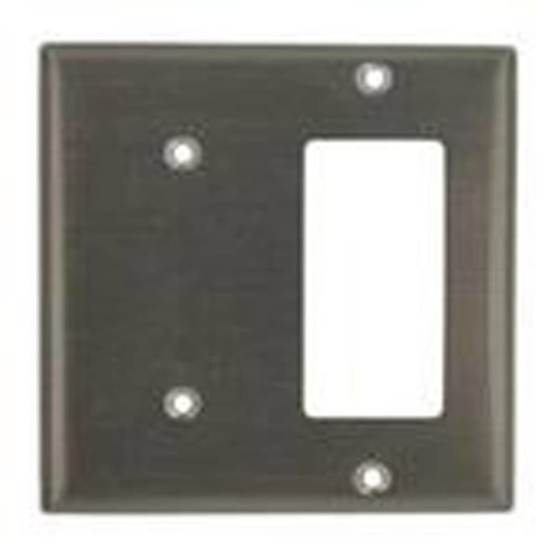 Leviton S1426-N Comb. Wallplate, 2-Gang, Blank/Decora, 302 Stainless Steel