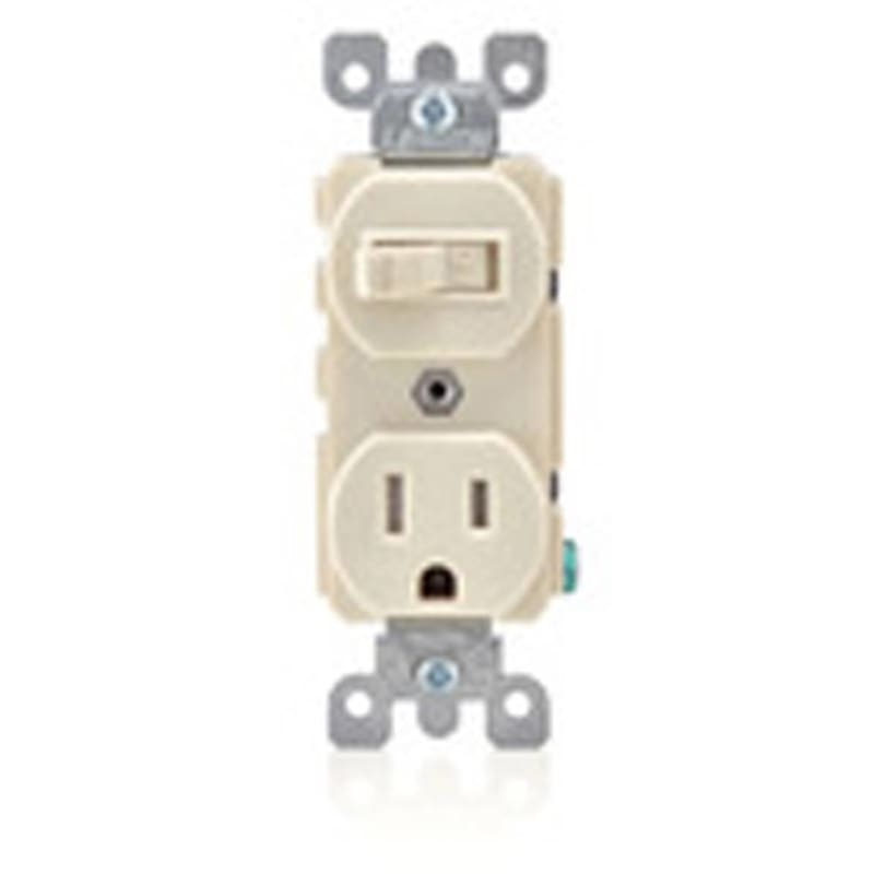 Leviton T5225-T Combination Toggle Switch / Receptacle, 15A, Light Almond Leviton T5225-T Combination Toggle Switch / Receptacle, 15A, Light Almond