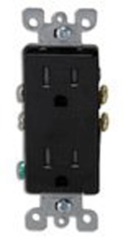 Leviton T5325-E Tamper Resistant Decora Receptacle, 15A, 125V, Black Leviton T5325-E Tamper Resistant Decora Receptacle, 15A, 125V, Black