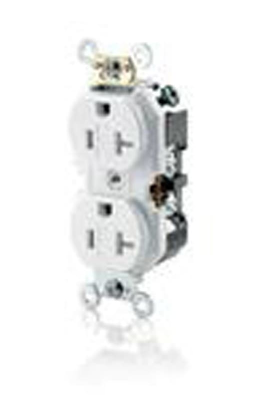 Leviton TBR20-W Tamper Resistant Duplex Receptacle, 20A, 125V, 5-20R, White