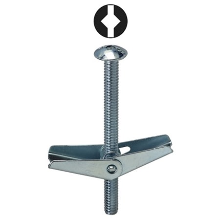 Dottie TB43DS Bolt, 1/4" 3" Square/Slotted Mushroom Head Toggle Bolt
