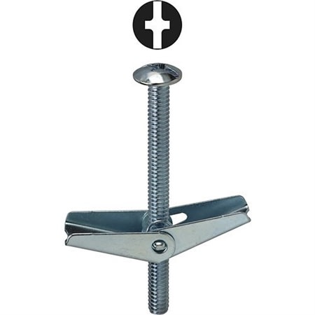 Dottie TBC44 1/4" 4" Phillips/Slotted Mushroom Head Toggle Bolt, 50-Pack