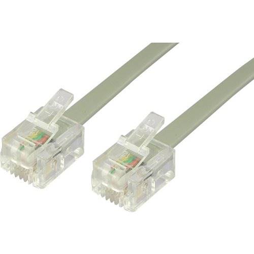 Lynn Electronics L-D4BU-07-SS 4 Conductor Modular Telephone Flat Line Cord, 7' (2.1m), Silver Satin