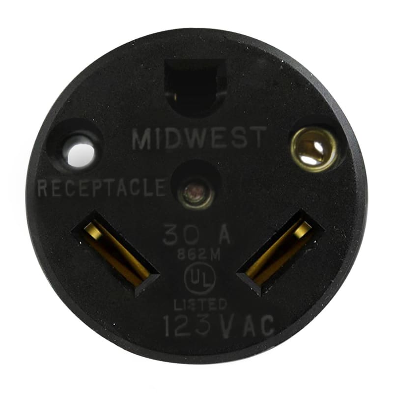 Midwest R32U 30A, 2P, 125V, RV Receptacle, NEMA TT-30R, Black Midwest R32U 30A, 2P, 125V, RV Receptacle, NEMA TT-30R, Black