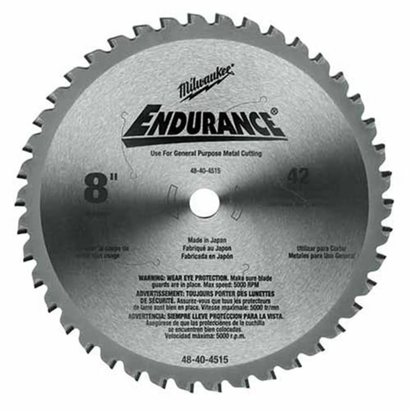 Milwaukee 48-40-4515 8" 42 Tooth Ferrous and Non-Ferrous Metal Cutting Saw Blade Milwaukee 48-40-4515 8" 42 Tooth Ferrous and Non-Ferrous Metal Cutting Saw Blade