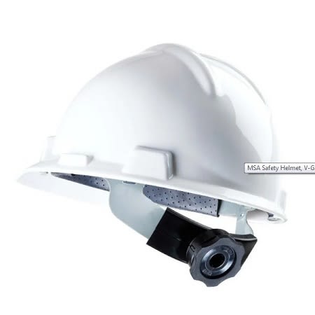 MSA V-Gard Hard Hats w/Fas-Trac Ratchet Suspension, Standard Size 6 1/2 8, White