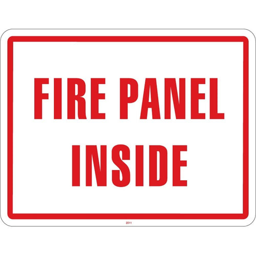 SIGN ONLY 'FIRE PANEL INSIDE'-11'X 8.5' WHT ON RED
