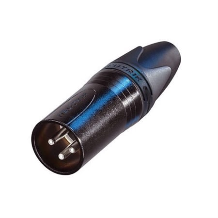 NEUTRIK NC3MXX-BAG 3-Pole Male Cable Connector, Silver Contacts, Black Metal Housing