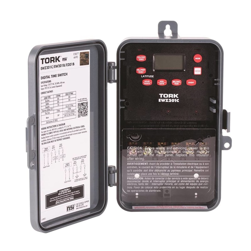 NSI Tork EWZ201C Time Switch, 7 Day, Astronomic, NEMA 3R, 30 Amp, 120-277 VAC NSI Tork EWZ201C Time Switch, 7 Day, Astronomic, NEMA 3R, 30 Amp, 120-277 VAC