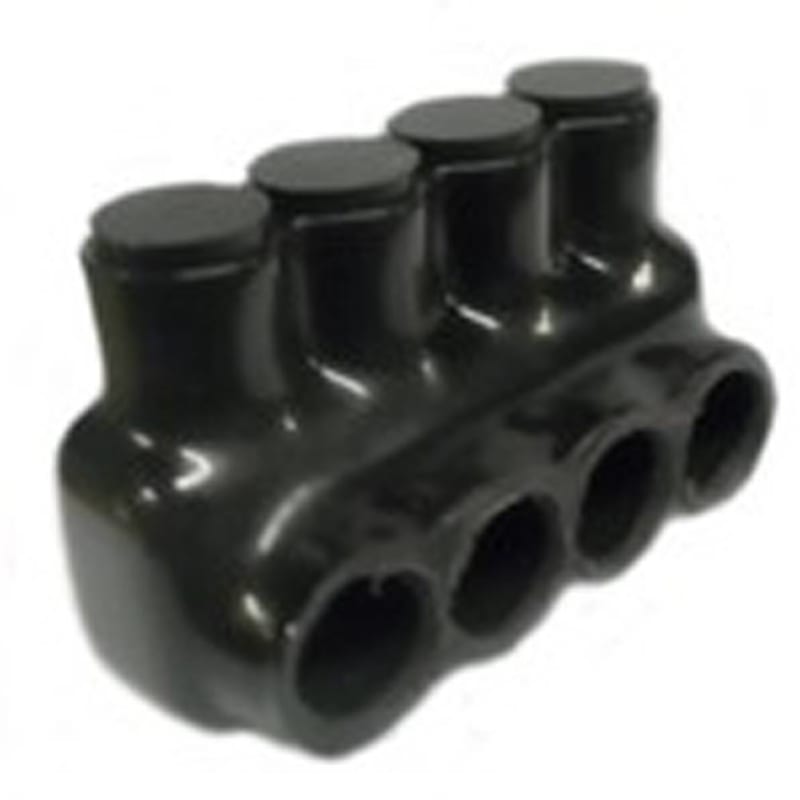 NSI Tork Multi-Tap Connector, 4-Port, Black, Insulated, 14 - 4 AWG, 1-Sided