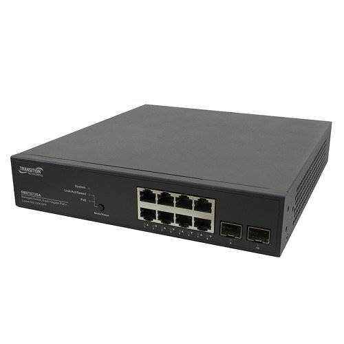 Lantronix SM8TAT2SA Smart Managed Gigabit Ethernet PoE+ Switch (8) 10/100/1000Base-T Ports + (2) 100/1000Base-X SFP Slots Lantronix SM8TAT2SA Smart Managed Gigabit Ethernet PoE+ Switch (8) 10/100/1000Base-T Ports + (2) 100/1000Base-X SFP Slots
