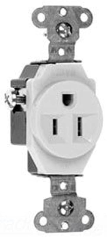 Pass ; Seymour 5251-W Double Pole Straight Blade Single Receptacle; Wall Mount, 125 Volt, 15 Amp, White Pass ; Seymour 5251-W Double Pole Straight Blade Single Receptacle; Wall Mount, 125 Volt, 15 Amp, White