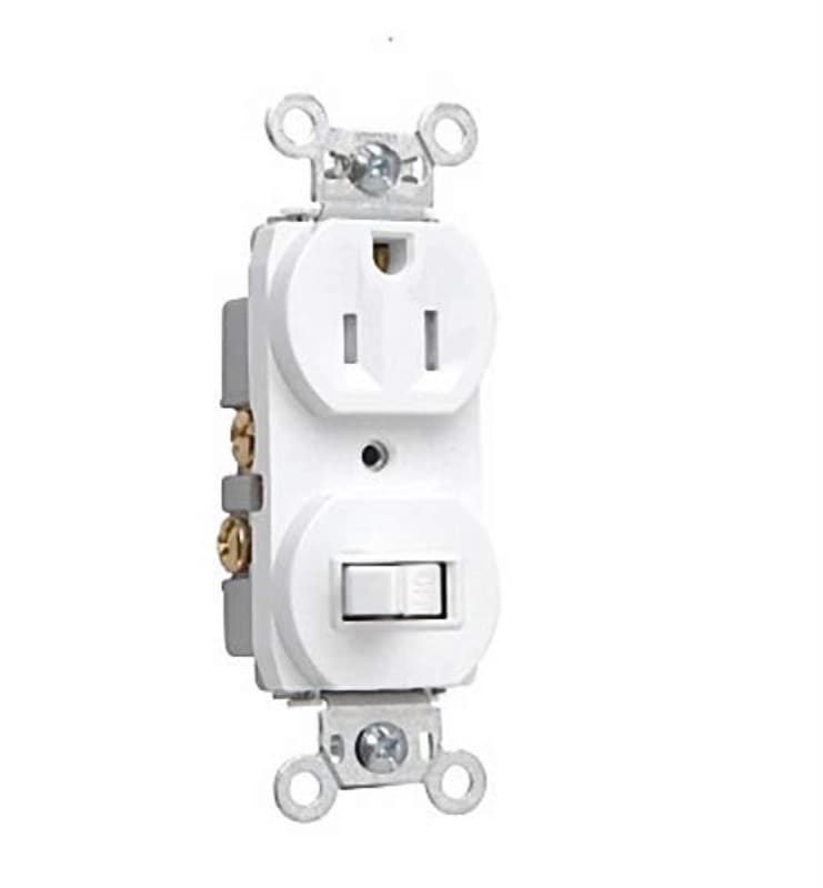 Pass & Seymour 691-TRW 15 Amp 120/125 VAC NEMA 5-15R White Tamper-Resistant Combination 1-Pole Switch/Single Receptacle Pass & Seymour 691-TRW 15 Amp 120/125 VAC NEMA 5-15R White Tamper-Resistant Combination 1-Pole Switch/Single Receptacle