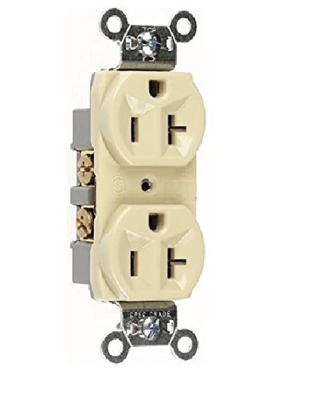 Pass & Seymour CR20-I Double Pole Straight Blade Duplex Receptacle; Wall Mount, 125 Volt, 20 Amp, Ivory Pass & Seymour CR20-I Double Pole Straight Blade Duplex Receptacle; Wall Mount, 125 Volt, 20 Amp, Ivory